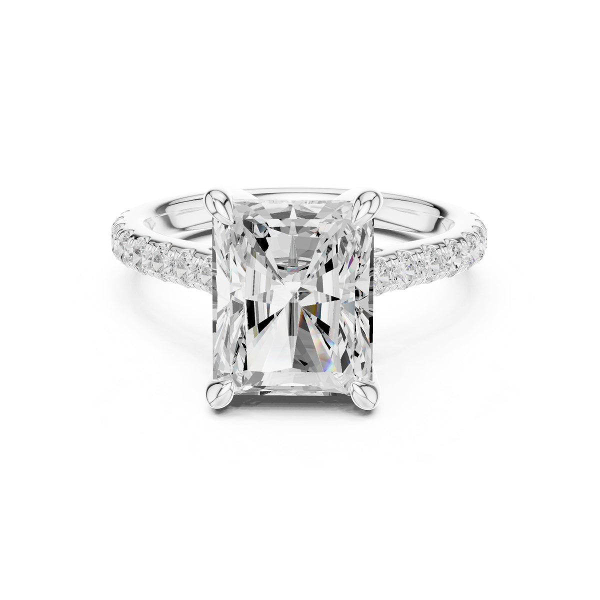 Emerald Accented Lab Grown Diamond Engagement Ring