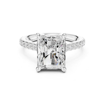 Emerald Accented Lab Grown Diamond Engagement Ring