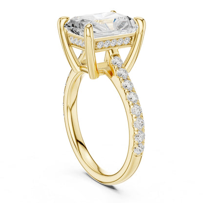 Emerald Accented Lab Grown Diamond Engagement Ring