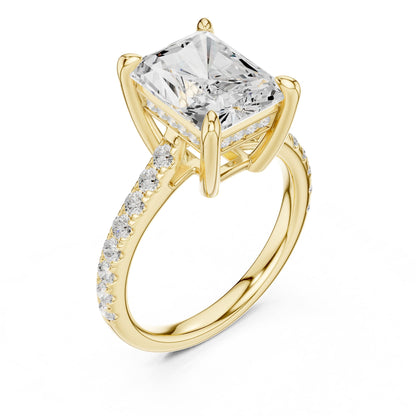 Emerald Accented Lab Grown Diamond Engagement Ring