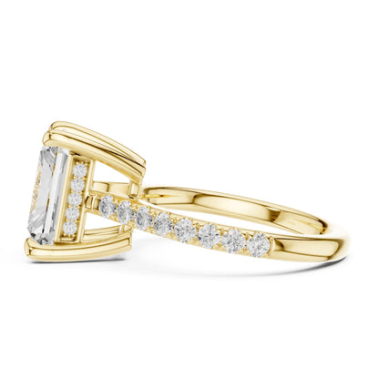 Emerald Accented Lab Grown Diamond Engagement Ring