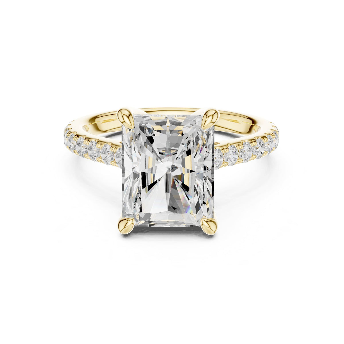 Emerald Accented Lab Grown Diamond Engagement Ring