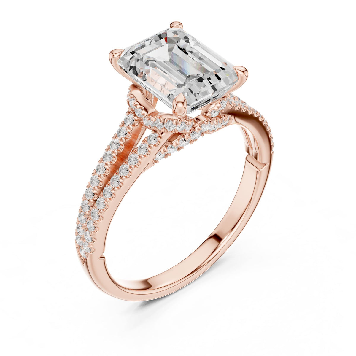 Emerald Accented Lab Grown Diamond Engagement Ring