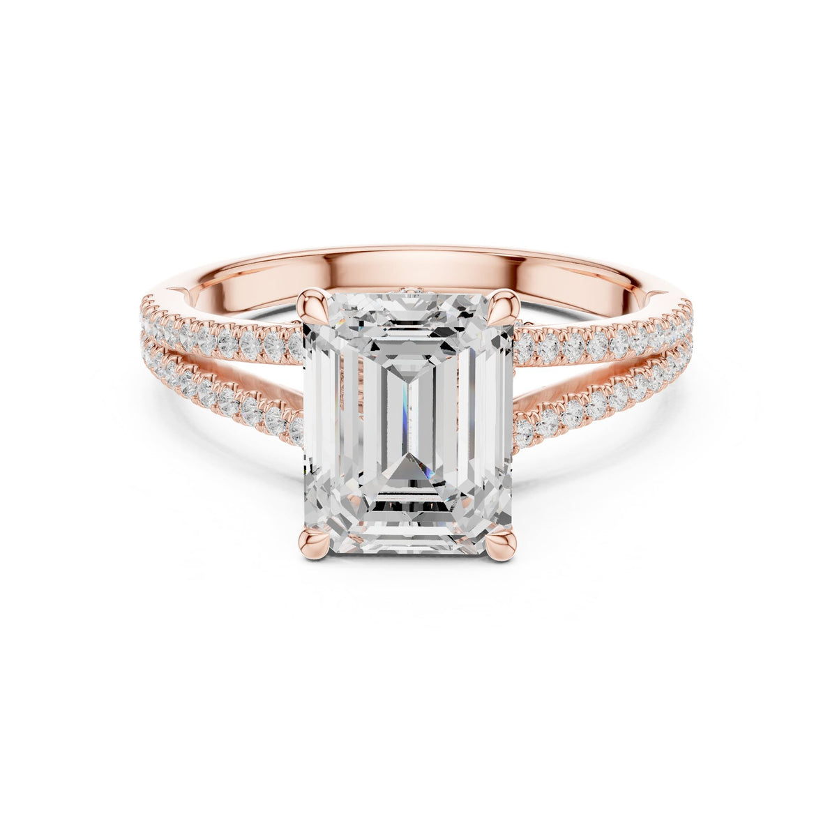 Emerald Accented Lab Grown Diamond Engagement Ring