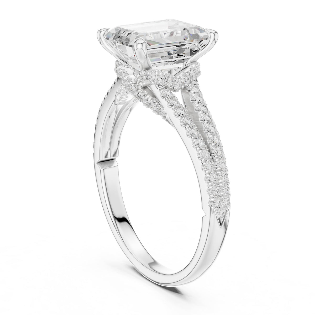 Emerald Accented Lab Grown Diamond Engagement Ring