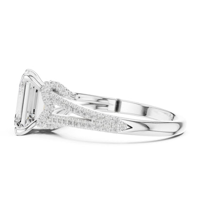 Emerald Accented Lab Grown Diamond Engagement Ring