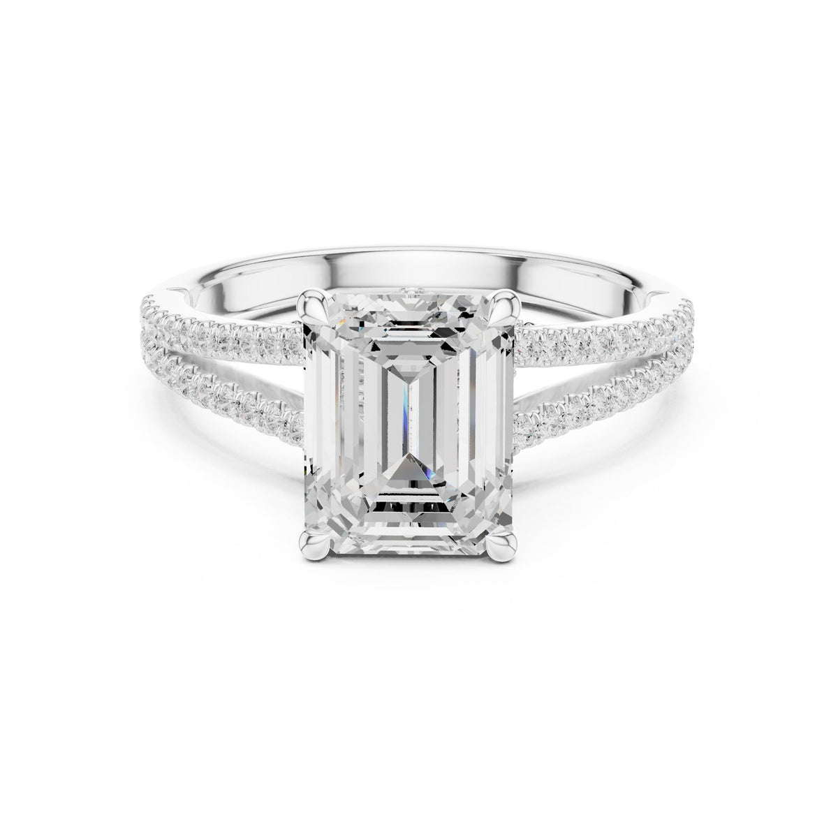 Emerald Accented Lab Grown Diamond Engagement Ring