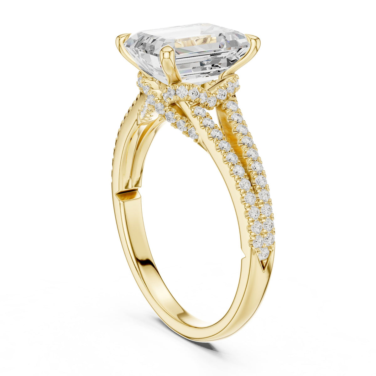 Emerald Accented Lab Grown Diamond Engagement Ring