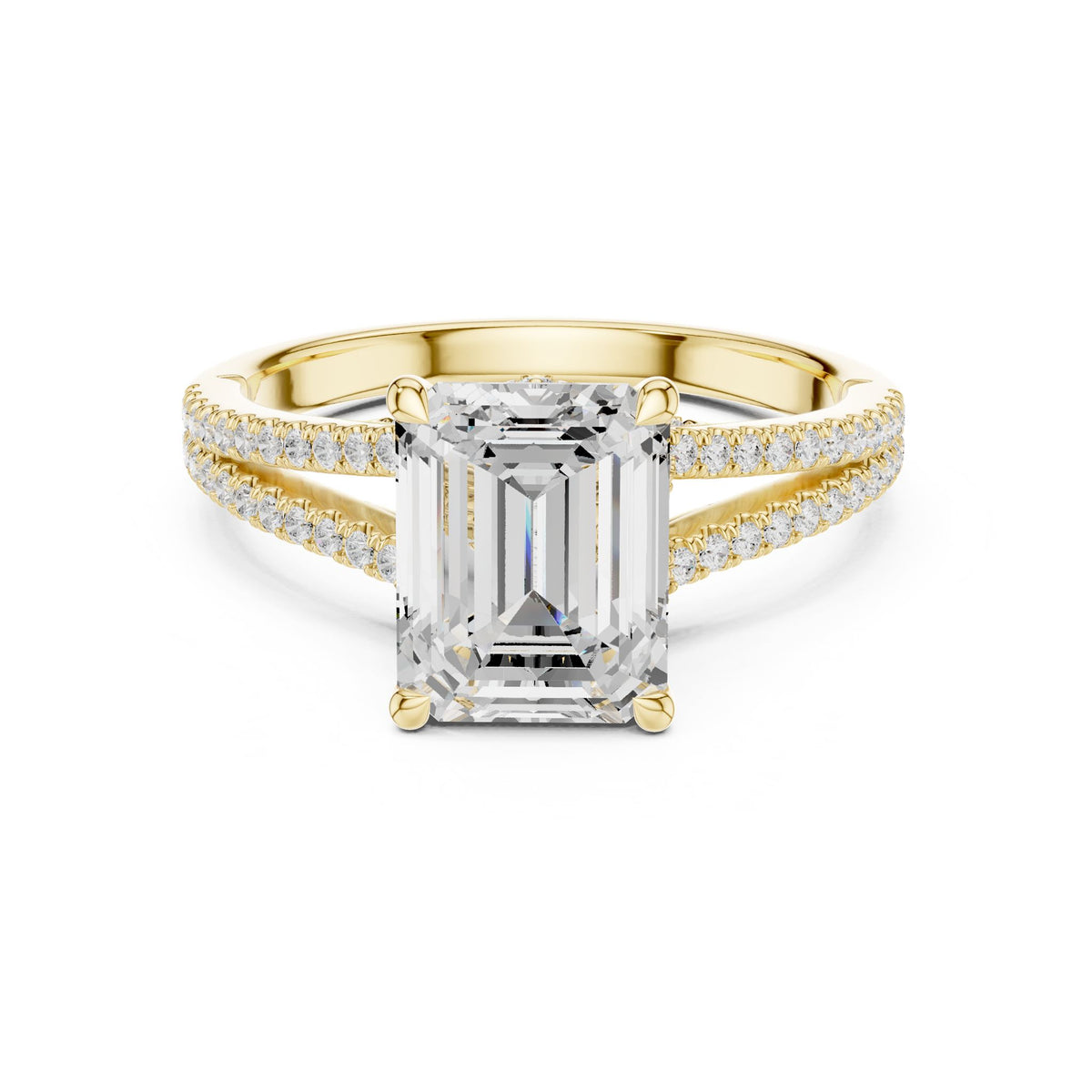 Emerald Accented Lab Grown Diamond Engagement Ring