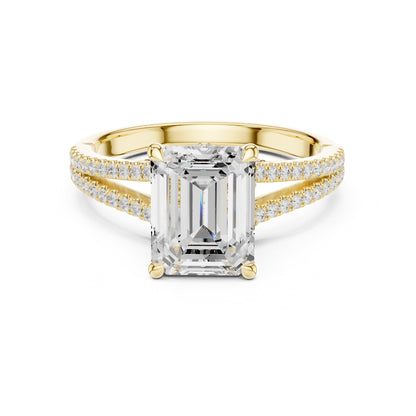 Emerald Accented Lab Grown Diamond Engagement Ring
