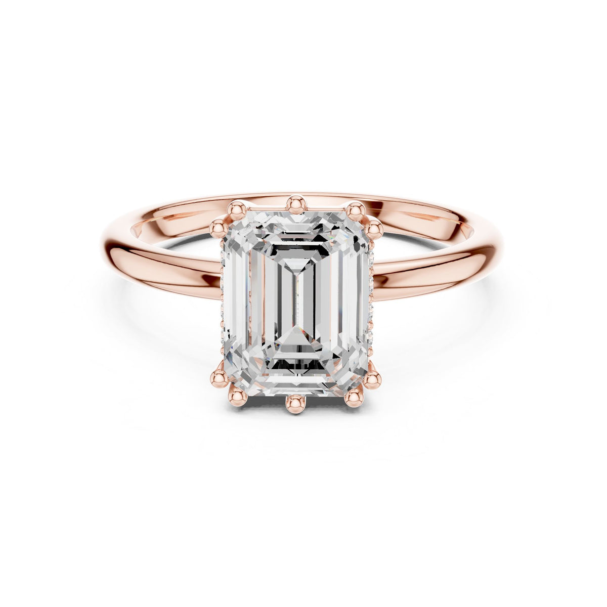 Emerald Accented Lab Grown Diamond Engagement Ring