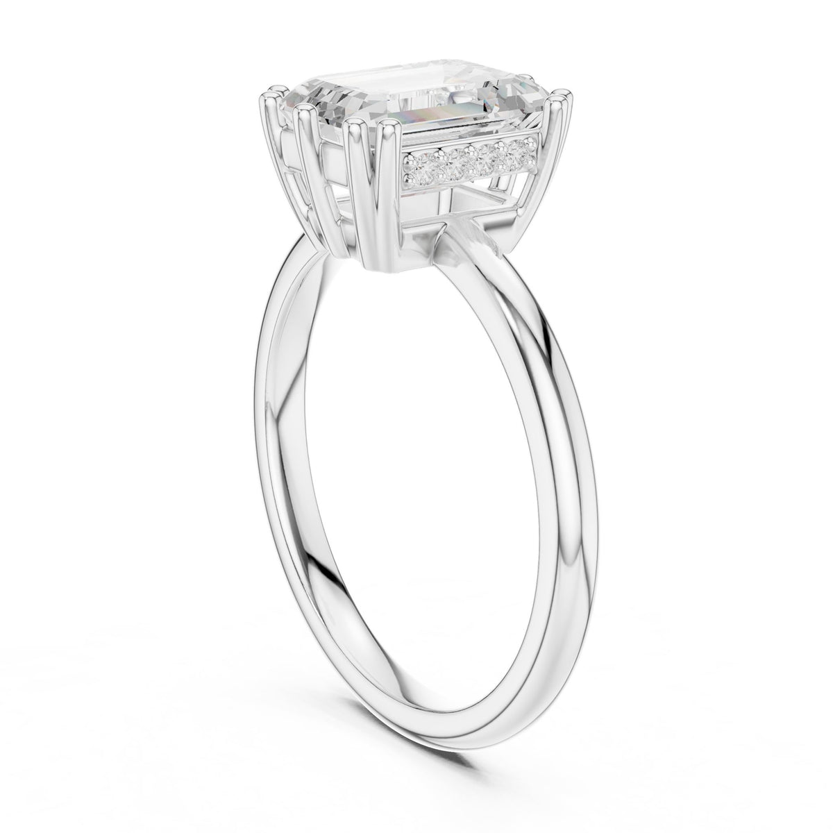 Emerald Accented Lab Grown Diamond Engagement Ring