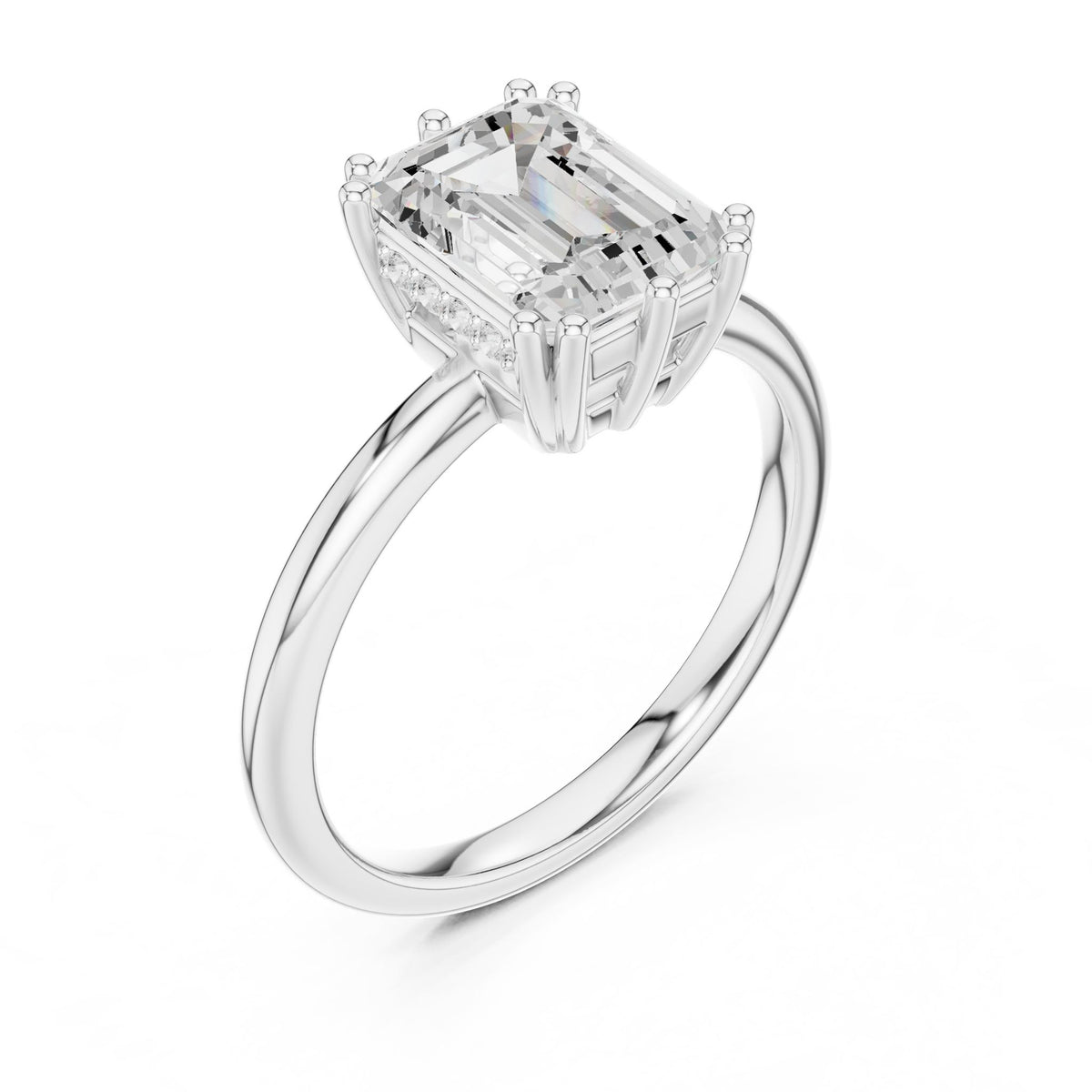 Emerald Accented Lab Grown Diamond Engagement Ring