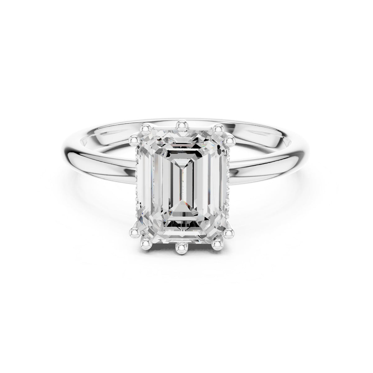 Emerald Accented Lab Grown Diamond Engagement Ring