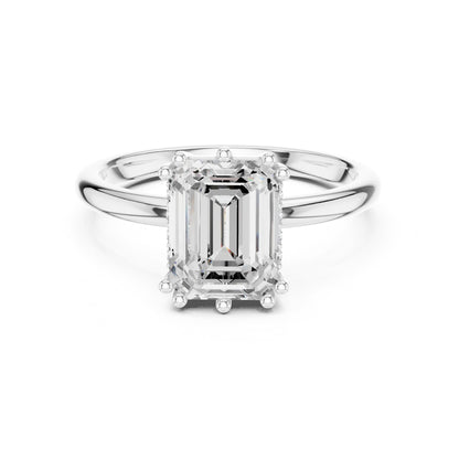 Emerald Accented Lab Grown Diamond Engagement Ring
