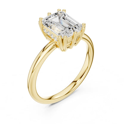 Emerald Accented Lab Grown Diamond Engagement Ring