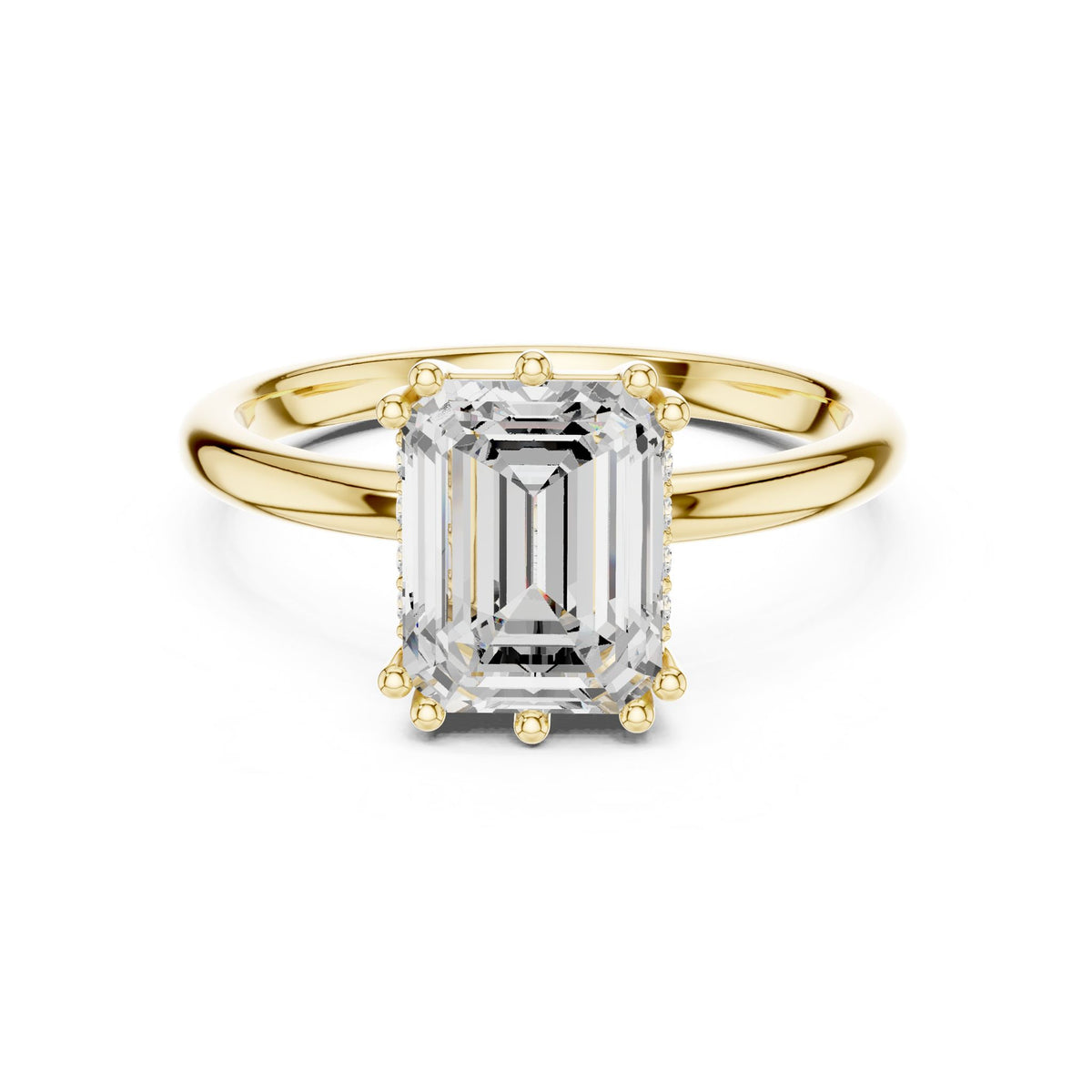 Emerald Accented Lab Grown Diamond Engagement Ring