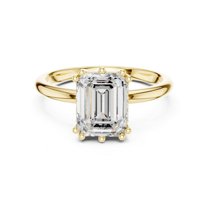 Emerald Accented Lab Grown Diamond Engagement Ring