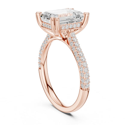 Emerald Accented Lab Grown Diamond Engagement Ring
