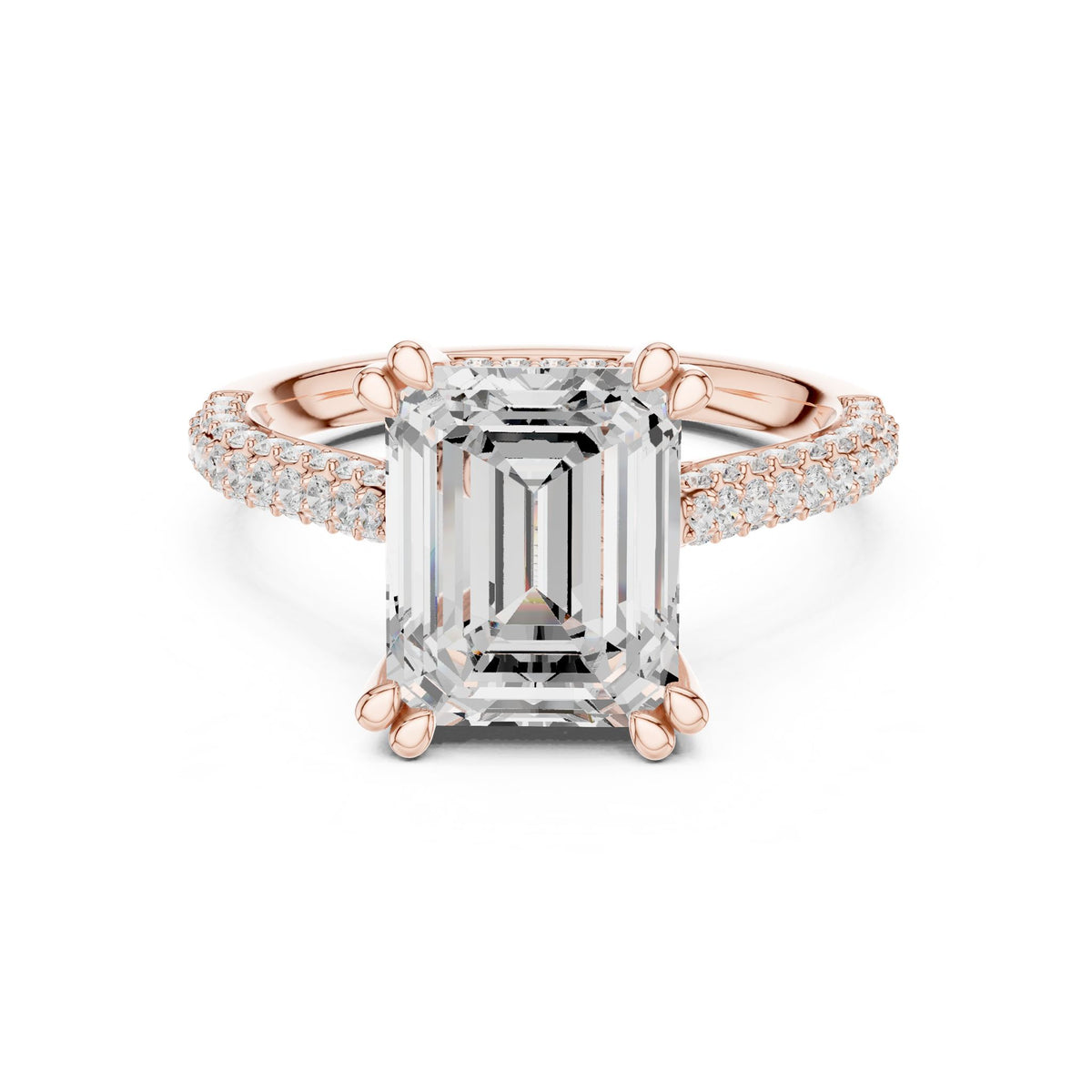 Emerald Accented Lab Grown Diamond Engagement Ring