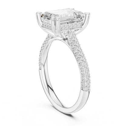Emerald Accented Lab Grown Diamond Engagement Ring