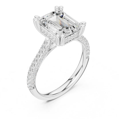 Emerald Accented Lab Grown Diamond Engagement Ring