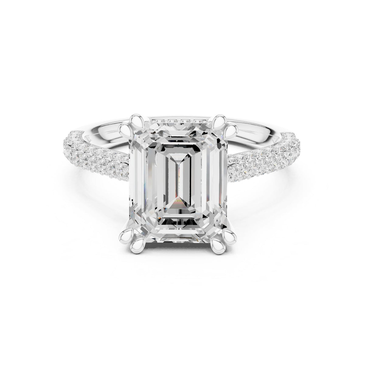 Emerald Accented Lab Grown Diamond Engagement Ring