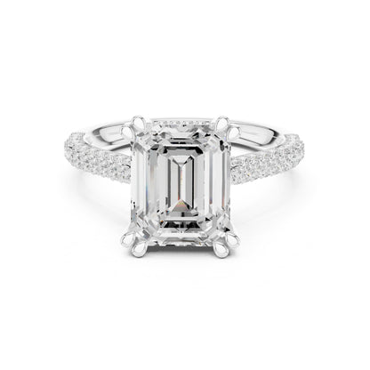 Emerald Accented Lab Grown Diamond Engagement Ring
