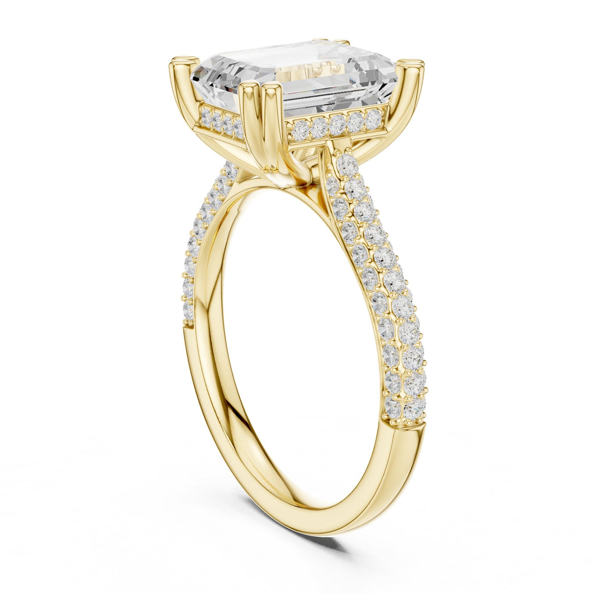 Emerald Accented Lab Grown Diamond Engagement Ring