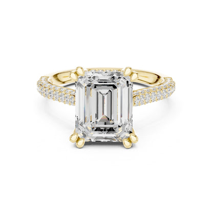 Emerald Accented Lab Grown Diamond Engagement Ring