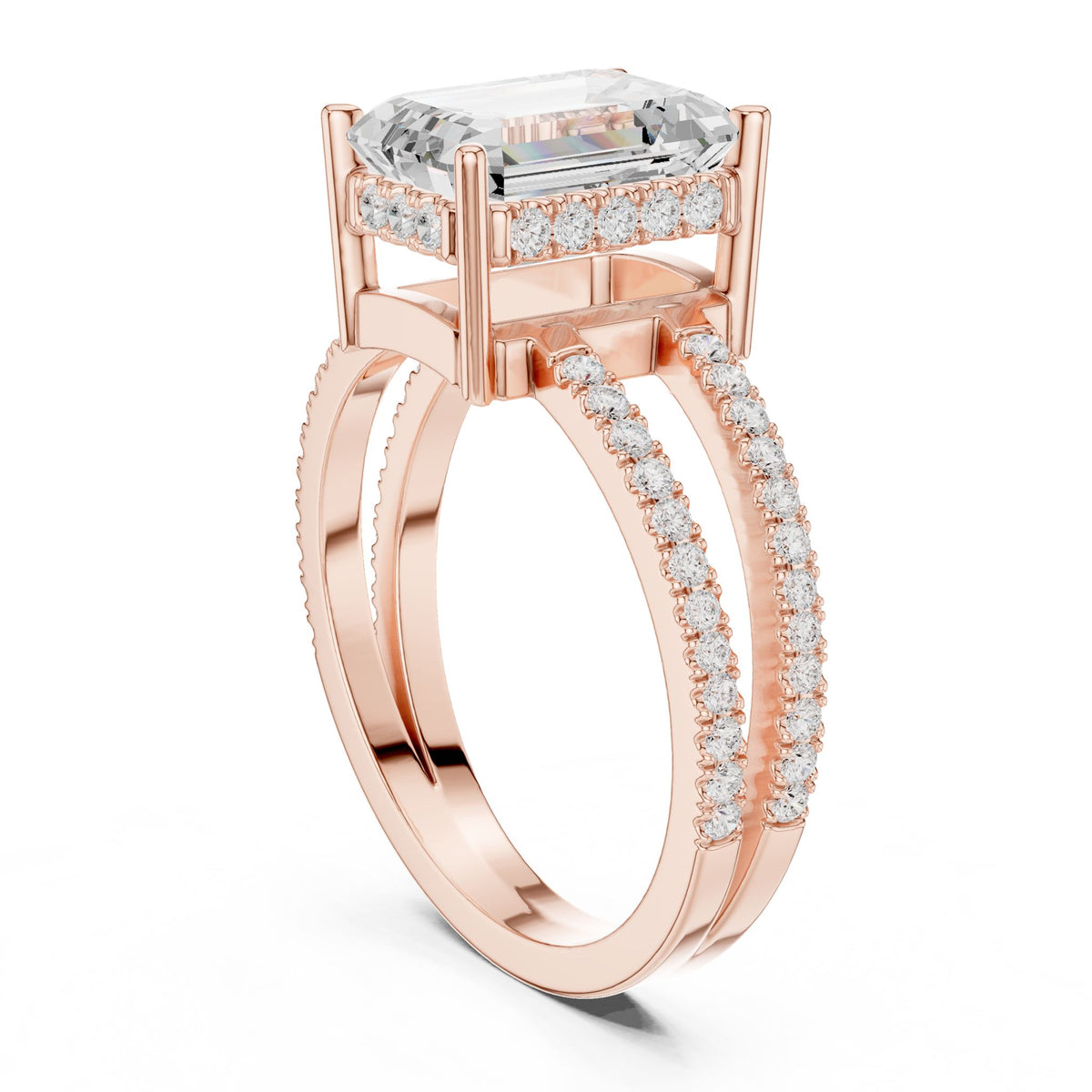 Emerald Accented Lab Grown Diamond Engagement Ring