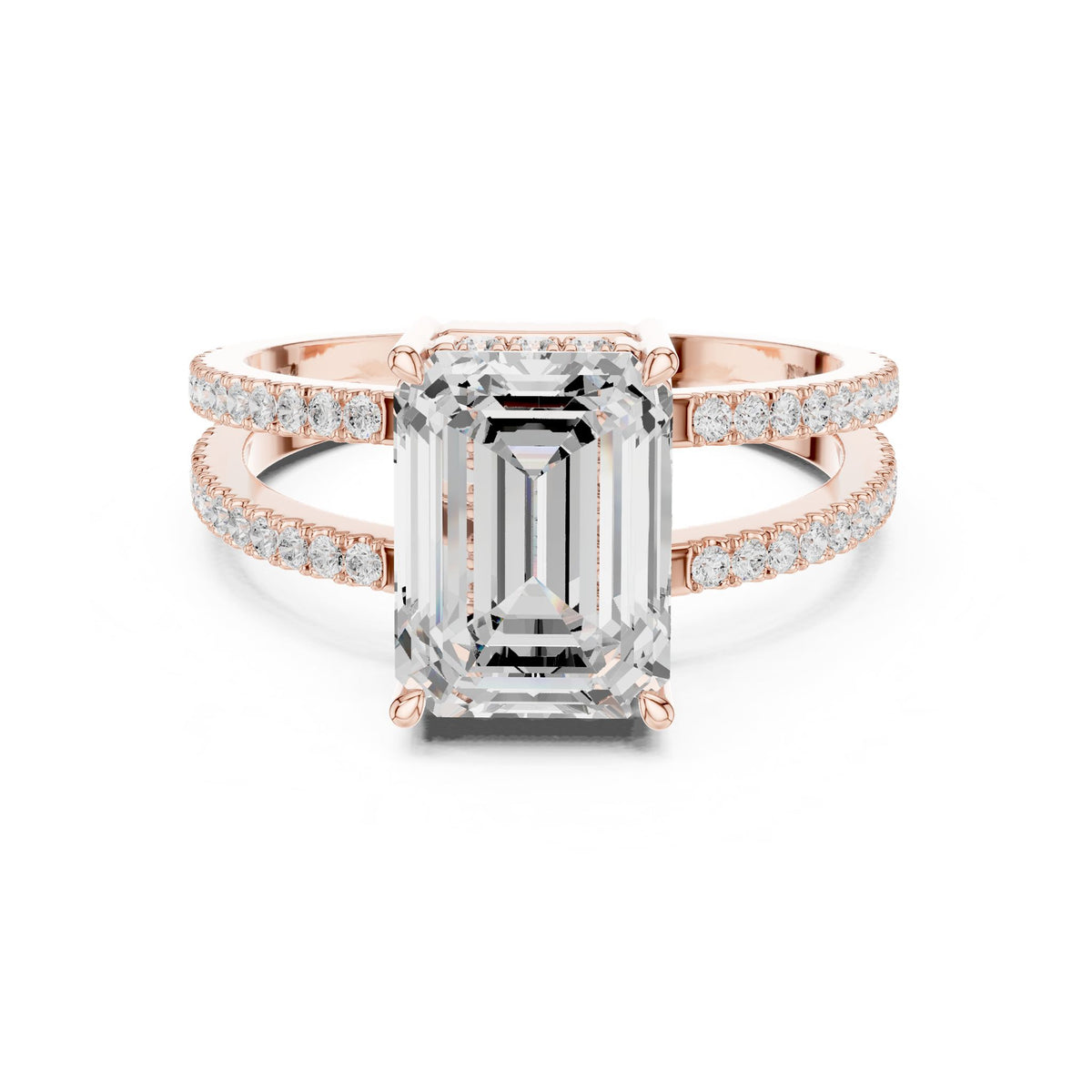 Emerald Accented Lab Grown Diamond Engagement Ring