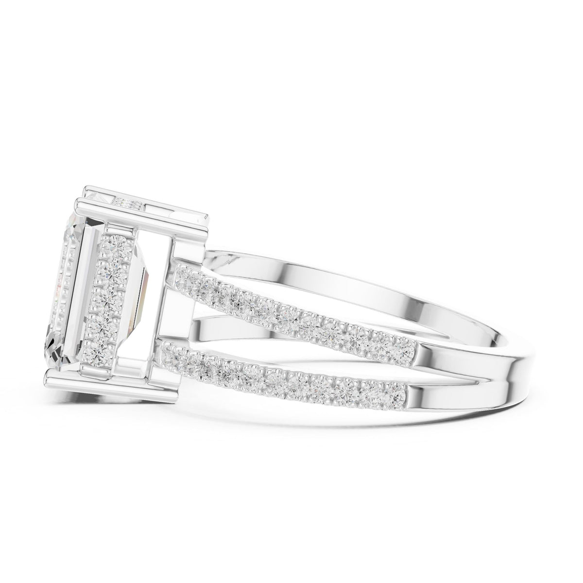 Emerald Accented Lab Grown Diamond Engagement Ring