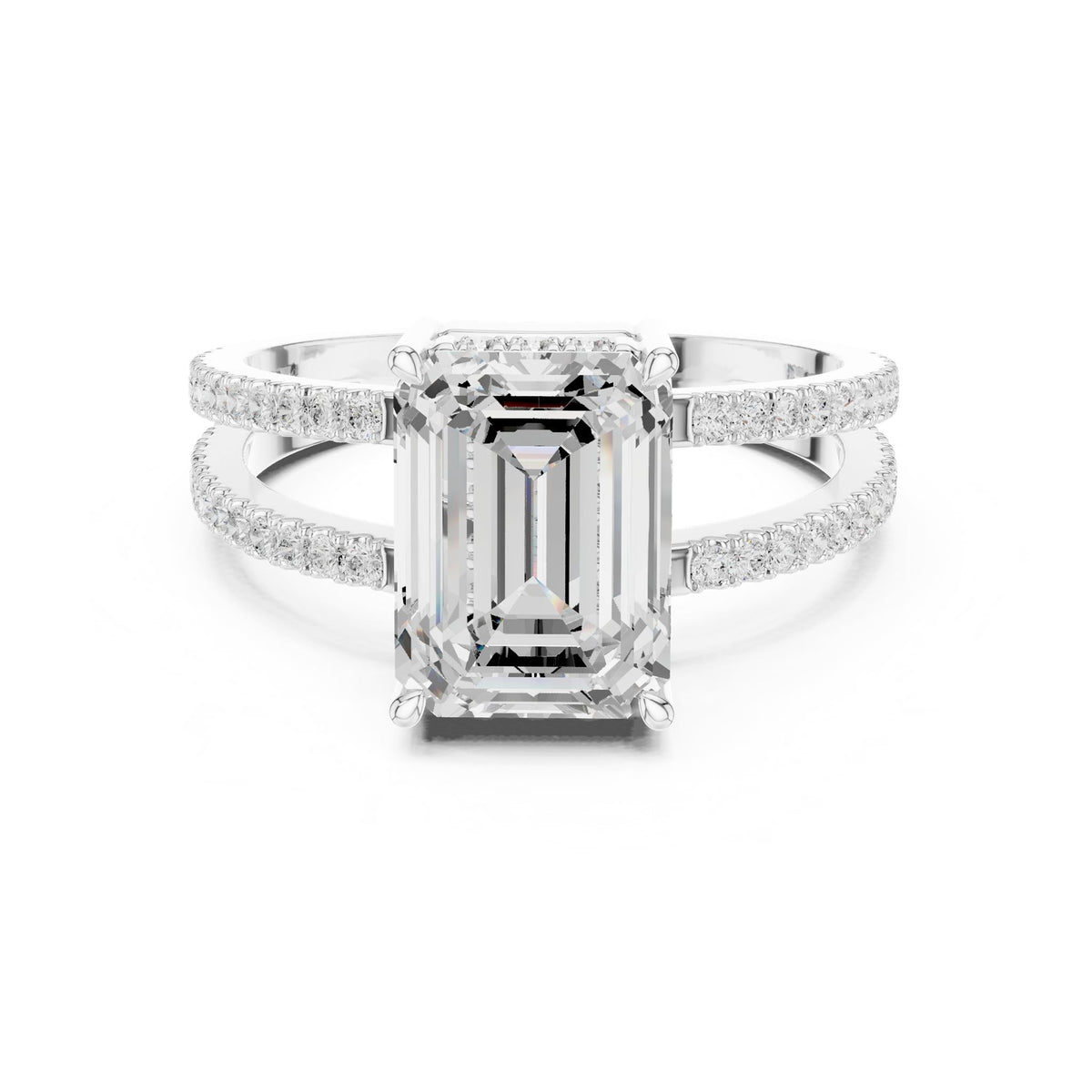 Emerald Accented Lab Grown Diamond Engagement Ring