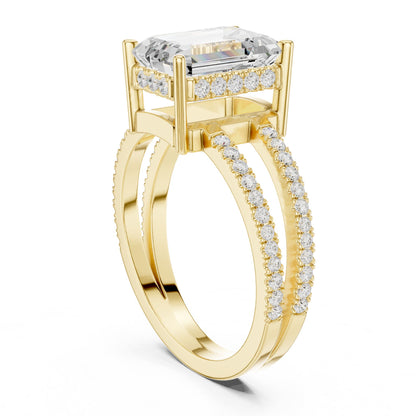 Emerald Accented Lab Grown Diamond Engagement Ring