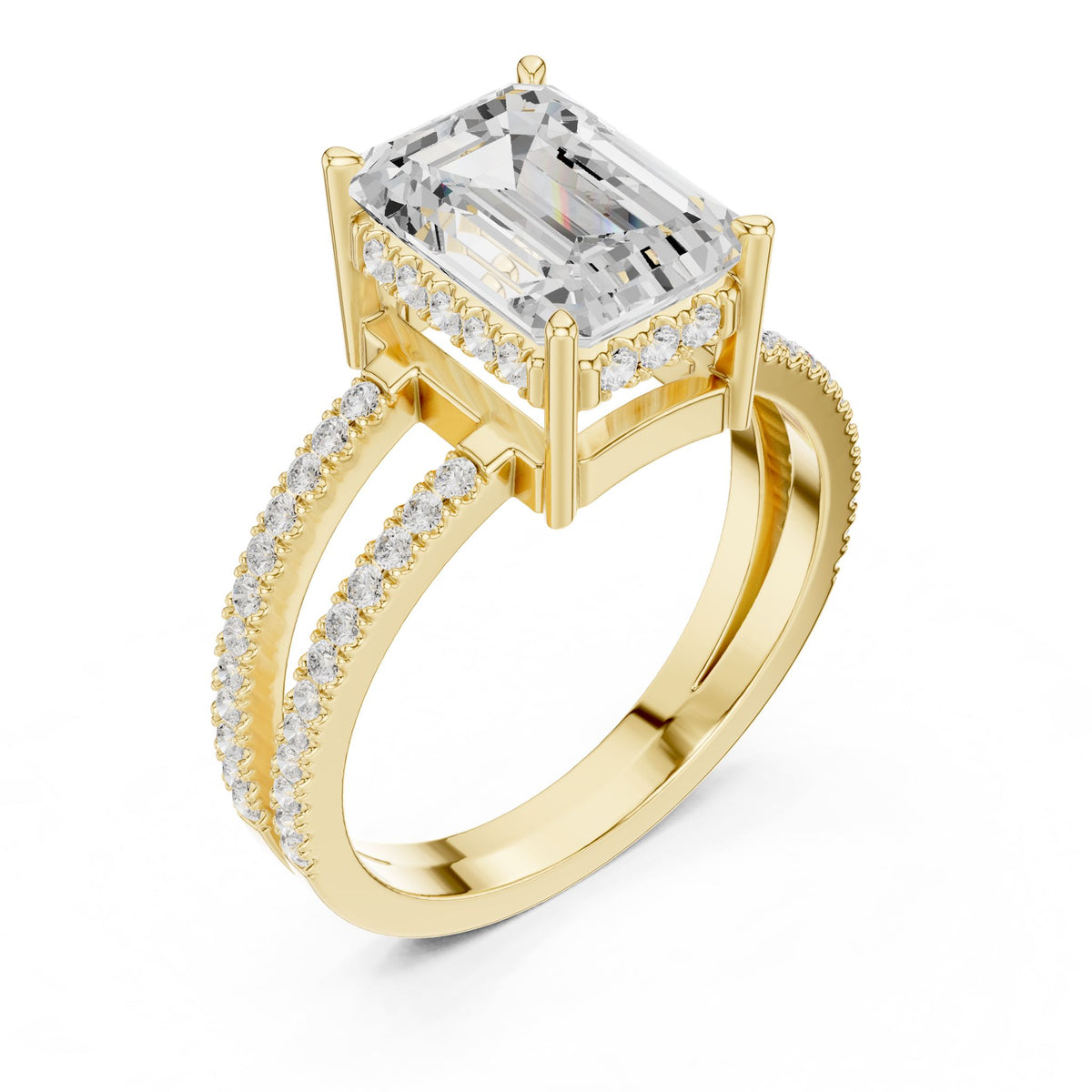 Emerald Accented Lab Grown Diamond Engagement Ring