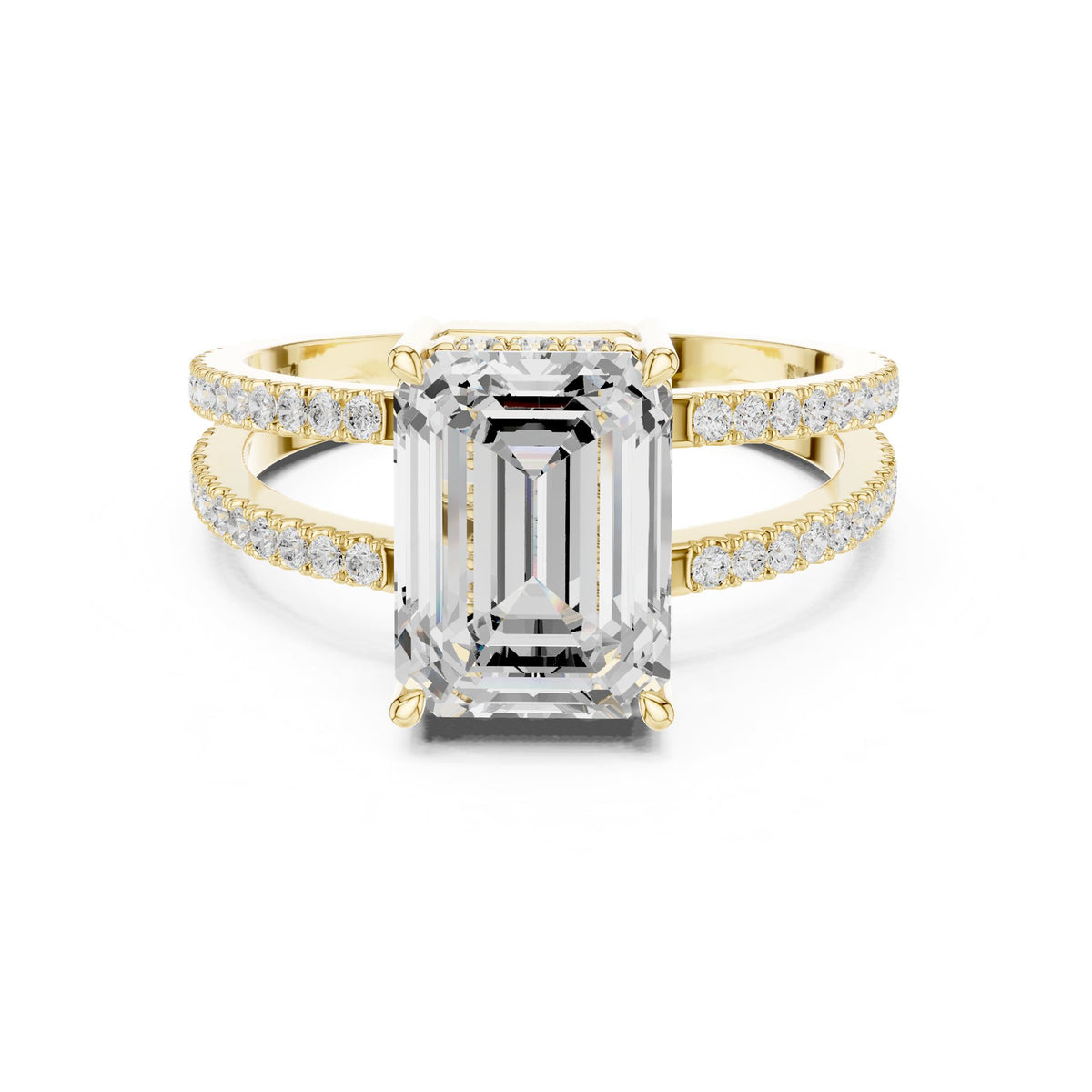 Emerald Accented Lab Grown Diamond Engagement Ring