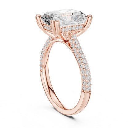Emerald Accented Lab Grown Diamond Engagement Ring