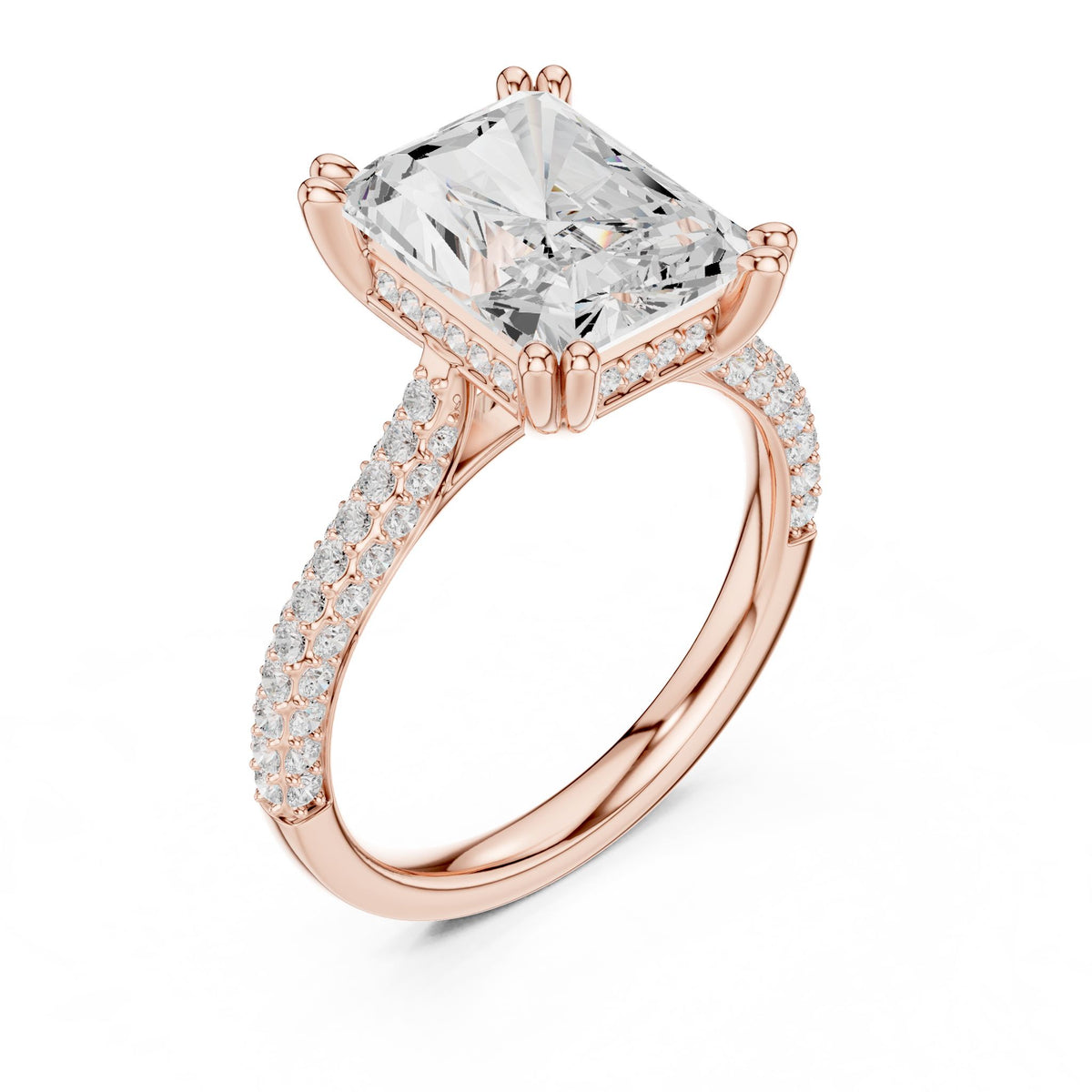Emerald Accented Lab Grown Diamond Engagement Ring
