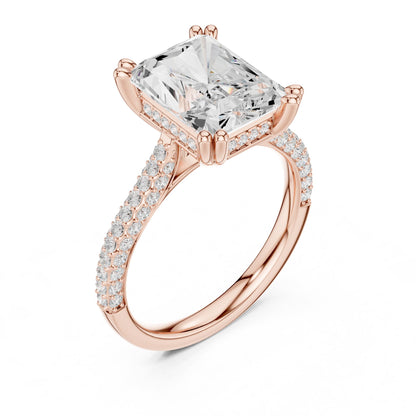 Emerald Accented Lab Grown Diamond Engagement Ring