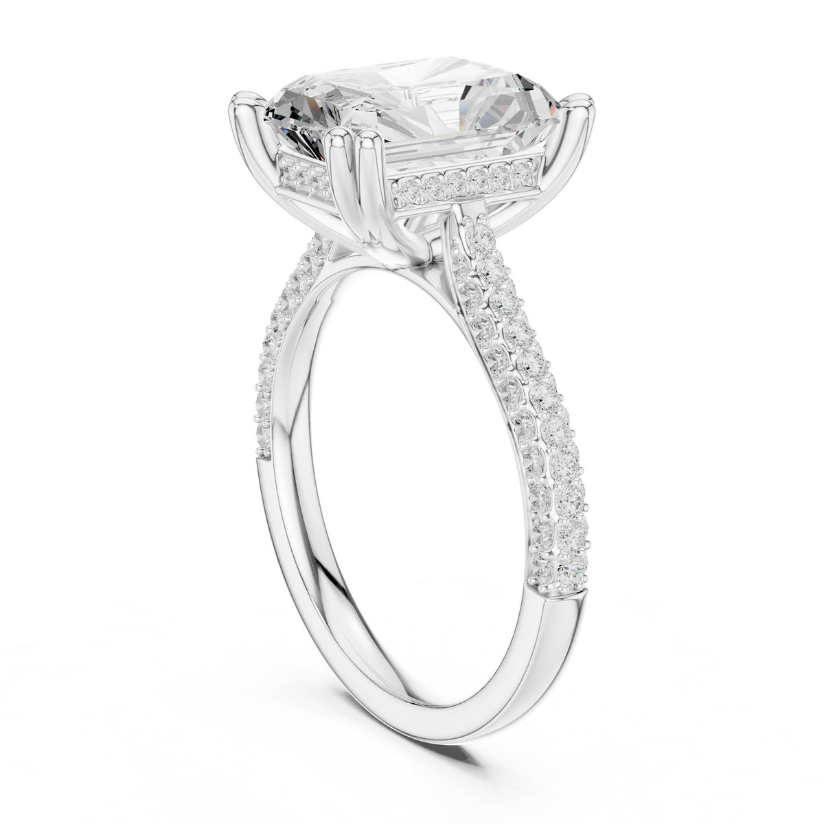 Emerald Accented Lab Grown Diamond Engagement Ring