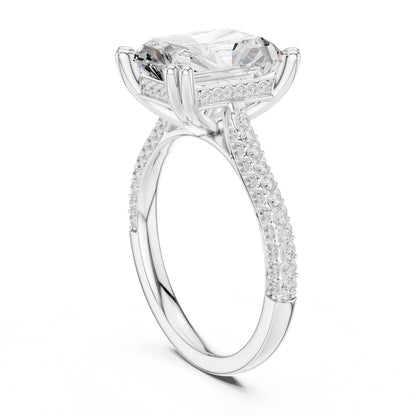 Emerald Accented Lab Grown Diamond Engagement Ring