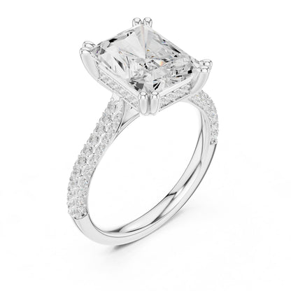 Emerald Accented Lab Grown Diamond Engagement Ring
