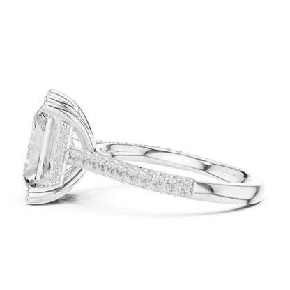 Emerald Accented Lab Grown Diamond Engagement Ring