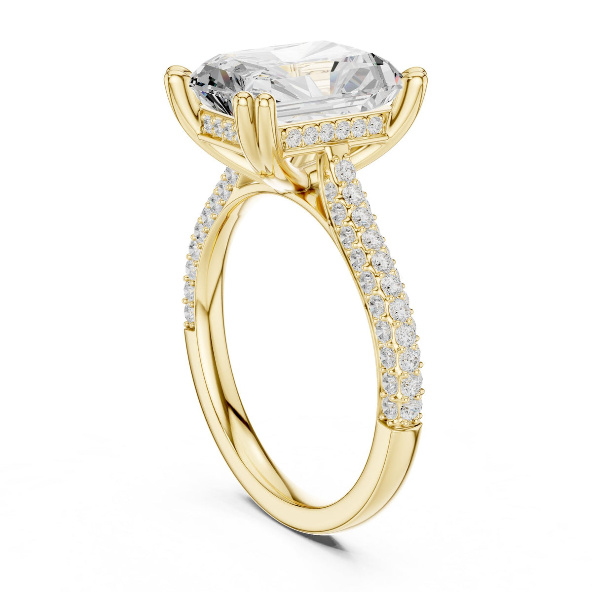 Emerald Accented Lab Grown Diamond Engagement Ring