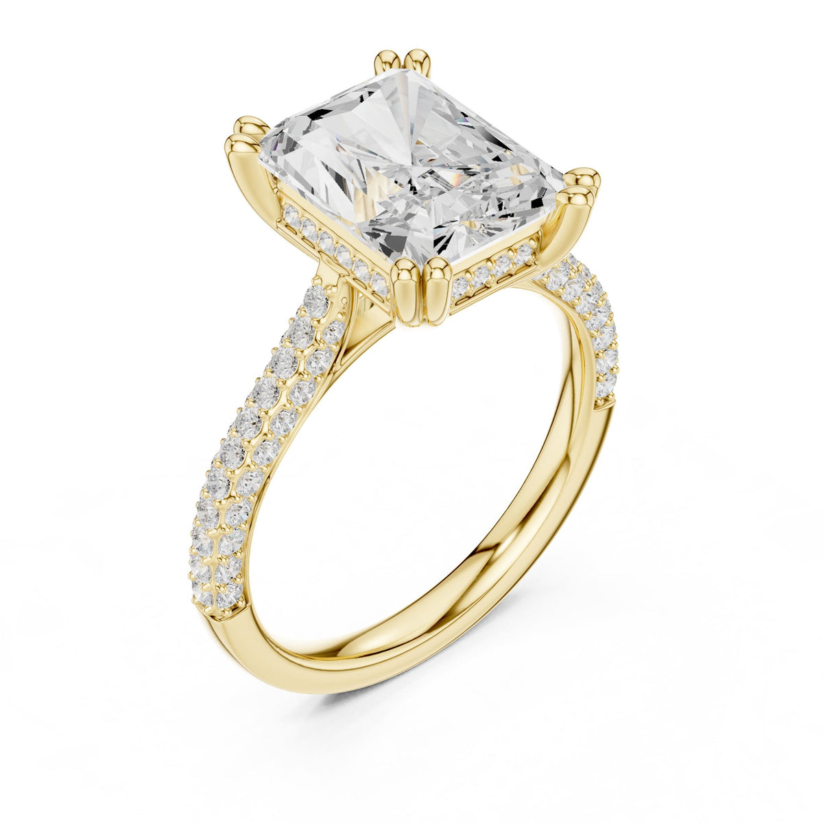 Emerald Accented Lab Grown Diamond Engagement Ring