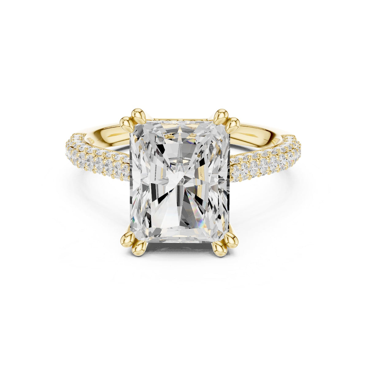 Emerald Accented Lab Grown Diamond Engagement Ring