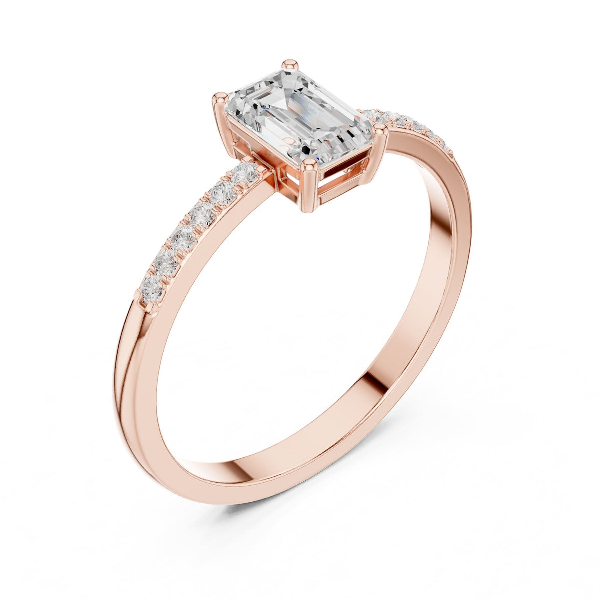 Emerald Accented Lab Grown Diamond Engagement Ring
