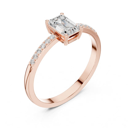 Emerald Accented Lab Grown Diamond Engagement Ring