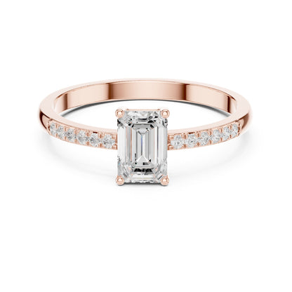 Emerald Accented Lab Grown Diamond Engagement Ring